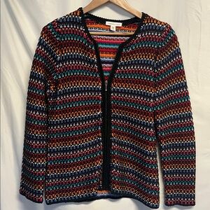 Coldwater Creek Striped Knit Cardigan Sweater Sz Medium